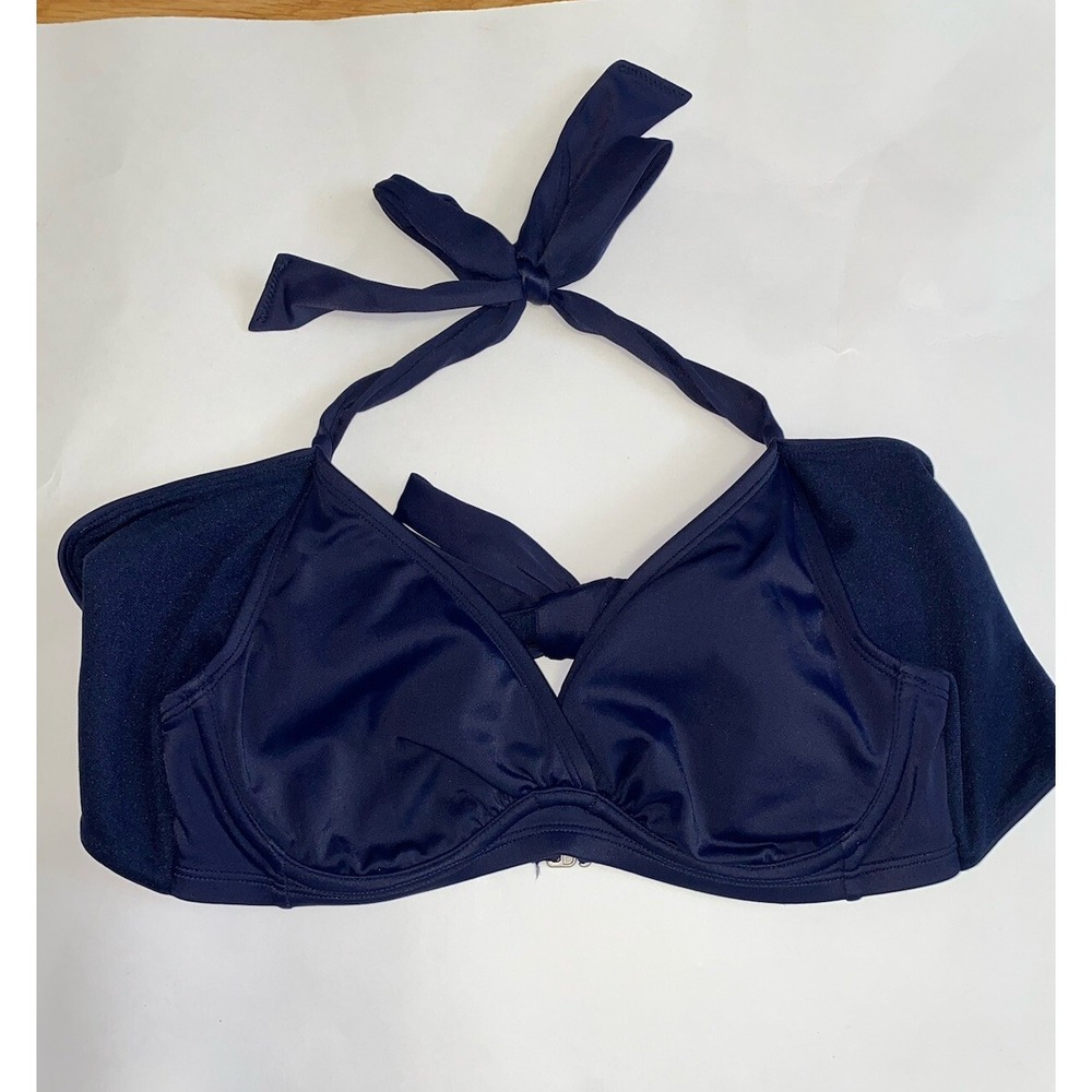 Athleta Wrap Bikini Top Blue Halter Underwire Swim Beach Womens Size 32 B/C
